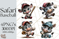 Safari Animals Playing Baseball Sports Clipart PNG Product Image 1
