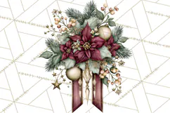 Elegant Christmas Clipart PNG, Burgundy Antique Gold Product Image 2