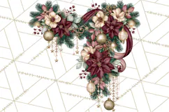 Elegant Christmas Clipart PNG, Burgundy Antique Gold Product Image 3