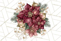 Elegant Christmas Clipart PNG, Burgundy Antique Gold Product Image 5