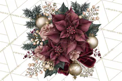 Elegant Christmas Clipart PNG, Burgundy Antique Gold Product Image 2