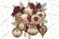Elegant Christmas Clipart PNG, Burgundy Antique Gold Product Image 3