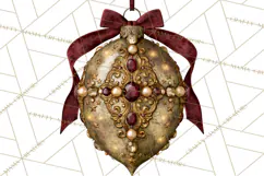 Elegant Christmas Clipart PNG, Burgundy Antique Gold Product Image 4