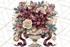 Elegant Christmas Clipart PNG, Burgundy Antique Gold Product Image 5