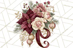 Elegant Christmas Clipart PNG, Burgundy Antique Gold Product Image 2