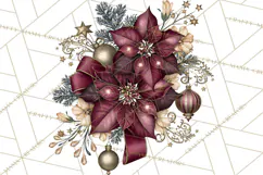 Elegant Christmas Clipart PNG, Burgundy Antique Gold Product Image 3