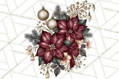 Elegant Christmas Clipart PNG, Burgundy Antique Gold Product Image 4