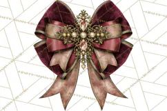 Elegant Christmas Clipart PNG, Burgundy Antique Gold Product Image 3
