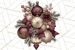 Elegant Christmas Clipart PNG, Burgundy Antique Gold Product Image 3