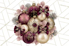 Elegant Christmas Clipart PNG, Burgundy Antique Gold Product Image 2