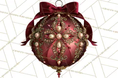 Elegant Christmas Clipart PNG, Burgundy Antique Gold Product Image 3