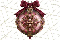 Elegant Christmas Clipart PNG, Burgundy Antique Gold Product Image 4