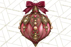 Elegant Christmas Clipart PNG, Burgundy Antique Gold Product Image 5