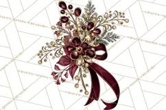 Elegant Christmas Clipart PNG, Burgundy Antique Gold Product Image 2