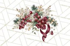Elegant Christmas Clipart PNG, Burgundy Antique Gold Product Image 4