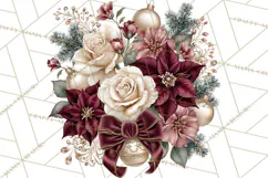 Elegant Christmas Clipart PNG, Burgundy Antique Gold Product Image 3
