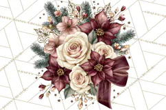 Elegant Christmas Clipart PNG, Burgundy Antique Gold Product Image 4
