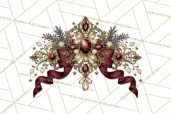 Elegant Christmas Clipart PNG, Burgundy Antique Gold Product Image 5
