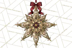Elegant Christmas Clipart PNG, Burgundy Antique Gold Product Image 2