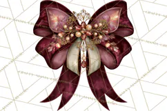 Elegant Christmas Clipart PNG, Burgundy Antique Gold Product Image 3