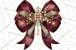 Elegant Christmas Clipart PNG, Burgundy Antique Gold Product Image 4