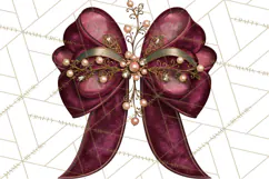 Elegant Christmas Clipart PNG, Burgundy Antique Gold Product Image 5