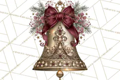 Elegant Christmas Clipart PNG, Burgundy Antique Gold Product Image 2