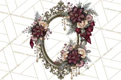 Elegant Christmas Clipart PNG, Burgundy Antique Gold Product Image 3