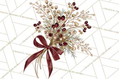 Elegant Christmas Clipart PNG, Burgundy Antique Gold Product Image 5