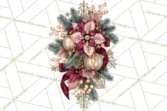 Elegant Christmas Clipart PNG, Burgundy Antique Gold Product Image 5