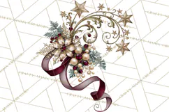 Elegant Christmas Clipart PNG, Burgundy Antique Gold Product Image 2
