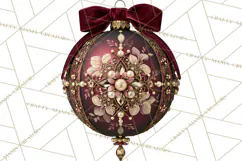 Elegant Christmas Clipart PNG, Burgundy Antique Gold Product Image 3