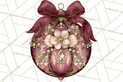 Elegant Christmas Clipart PNG, Burgundy Antique Gold Product Image 4