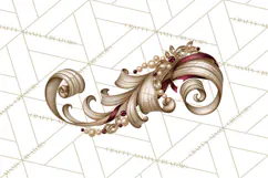 Elegant Christmas Clipart PNG, Burgundy Antique Gold Product Image 2