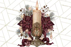 Elegant Christmas Clipart PNG, Burgundy Antique Gold Product Image 3