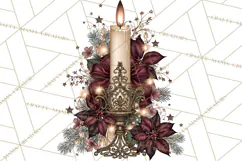 Elegant Christmas Clipart PNG, Burgundy Antique Gold Product Image 4