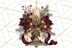 Elegant Christmas Clipart PNG, Burgundy Antique Gold Product Image 5