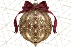 Elegant Christmas Clipart PNG, Burgundy Antique Gold Product Image 2