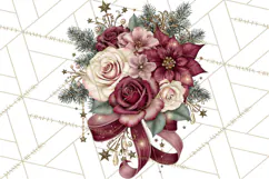 Elegant Christmas Clipart PNG, Burgundy Antique Gold Product Image 3