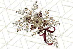 Elegant Christmas Clipart PNG, Burgundy Antique Gold Product Image 4
