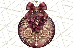 Elegant Christmas Clipart PNG, Burgundy Antique Gold Product Image 5
