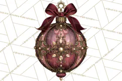 Elegant Christmas Clipart PNG, Burgundy Antique Gold Product Image 3