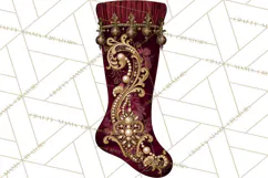Elegant Christmas Clipart PNG, Burgundy Antique Gold Product Image 4