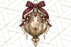Elegant Christmas Clipart PNG, Burgundy Antique Gold Product Image 4
