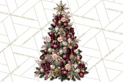 Elegant Christmas Clipart PNG, Burgundy Antique Gold Product Image 3