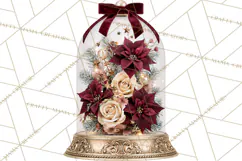 Elegant Christmas Clipart PNG, Burgundy Antique Gold Product Image 5