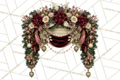 Elegant Christmas Clipart PNG, Burgundy Antique Gold Product Image 2