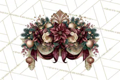 Elegant Christmas Clipart PNG, Burgundy Antique Gold Product Image 3