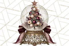 Elegant Christmas Clipart PNG, Burgundy Antique Gold Product Image 4