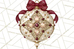 Elegant Christmas Clipart PNG, Burgundy Antique Gold Product Image 2